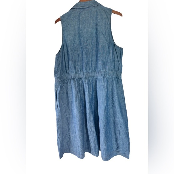 Women's Denim Sleeveless Mini Shirtdress Ava & Viv Dark denim Wash - Picture 3 of 10